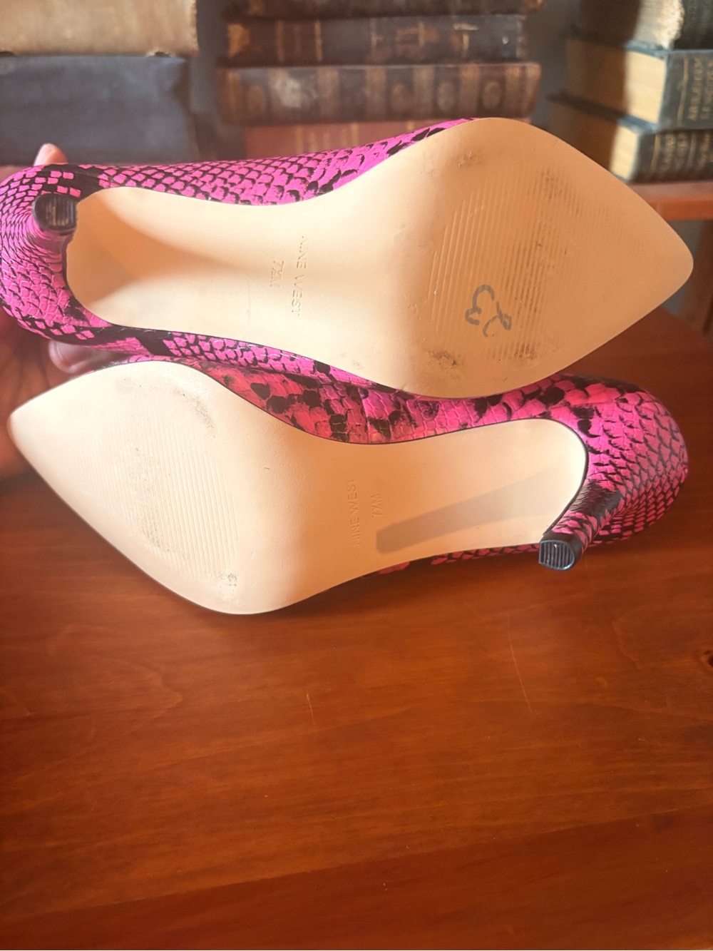 Nine West Tatiana Pump Pink Snake-Print Pointed Toe High Heels - Picture 11 of 11
